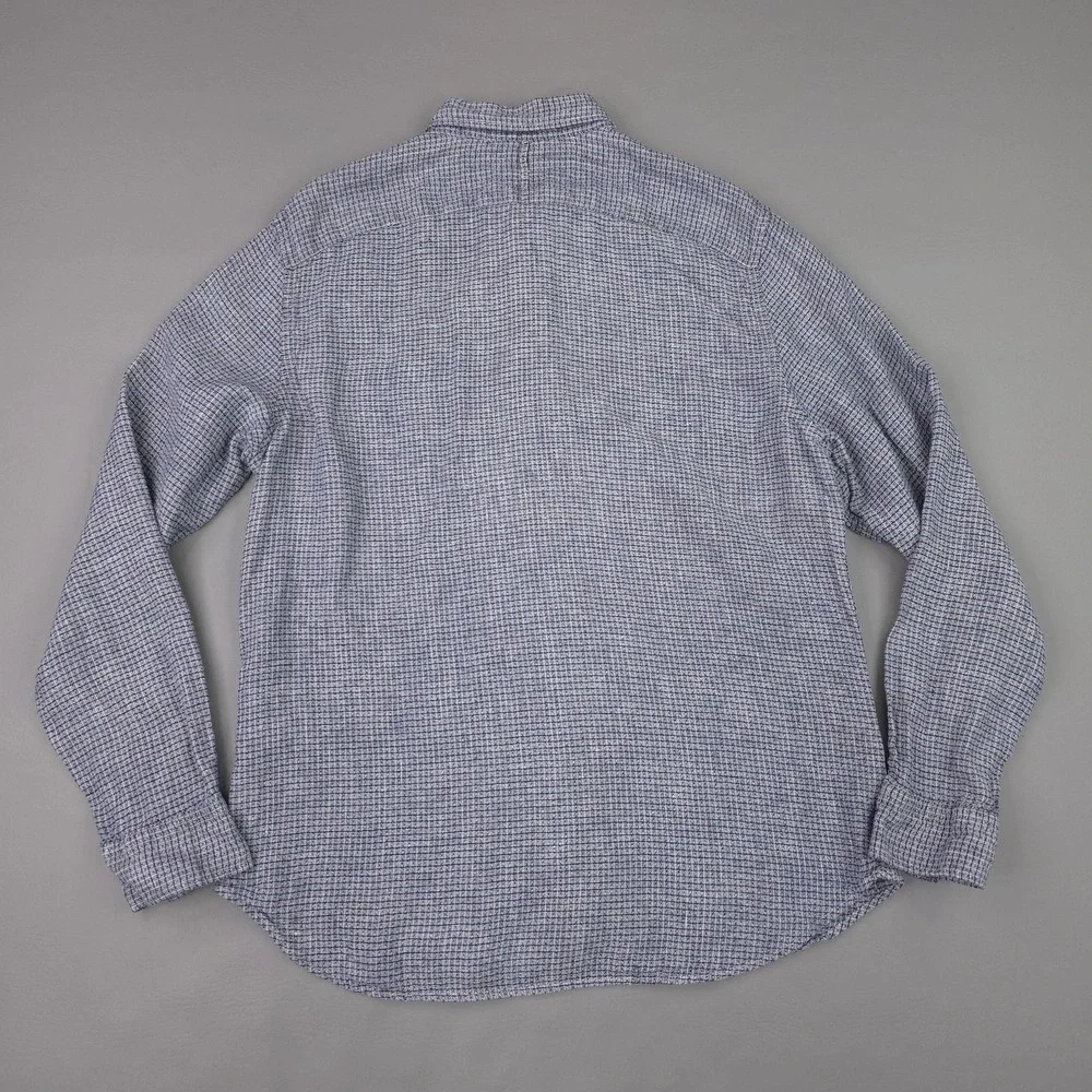 Banana Republic Shirt Mens Large Blue Camden Fit Linen Long Sleeve Button Down
